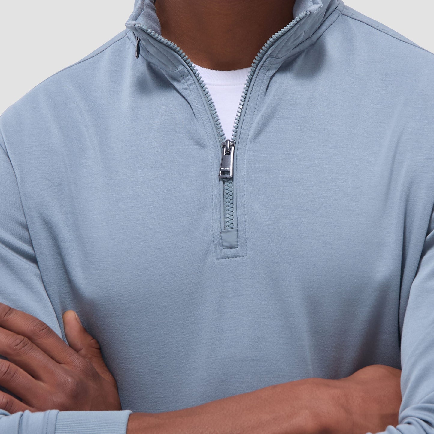 Bugatchi Soft Touch™ Solid Quarter-Zip Pullover With Hood Shark