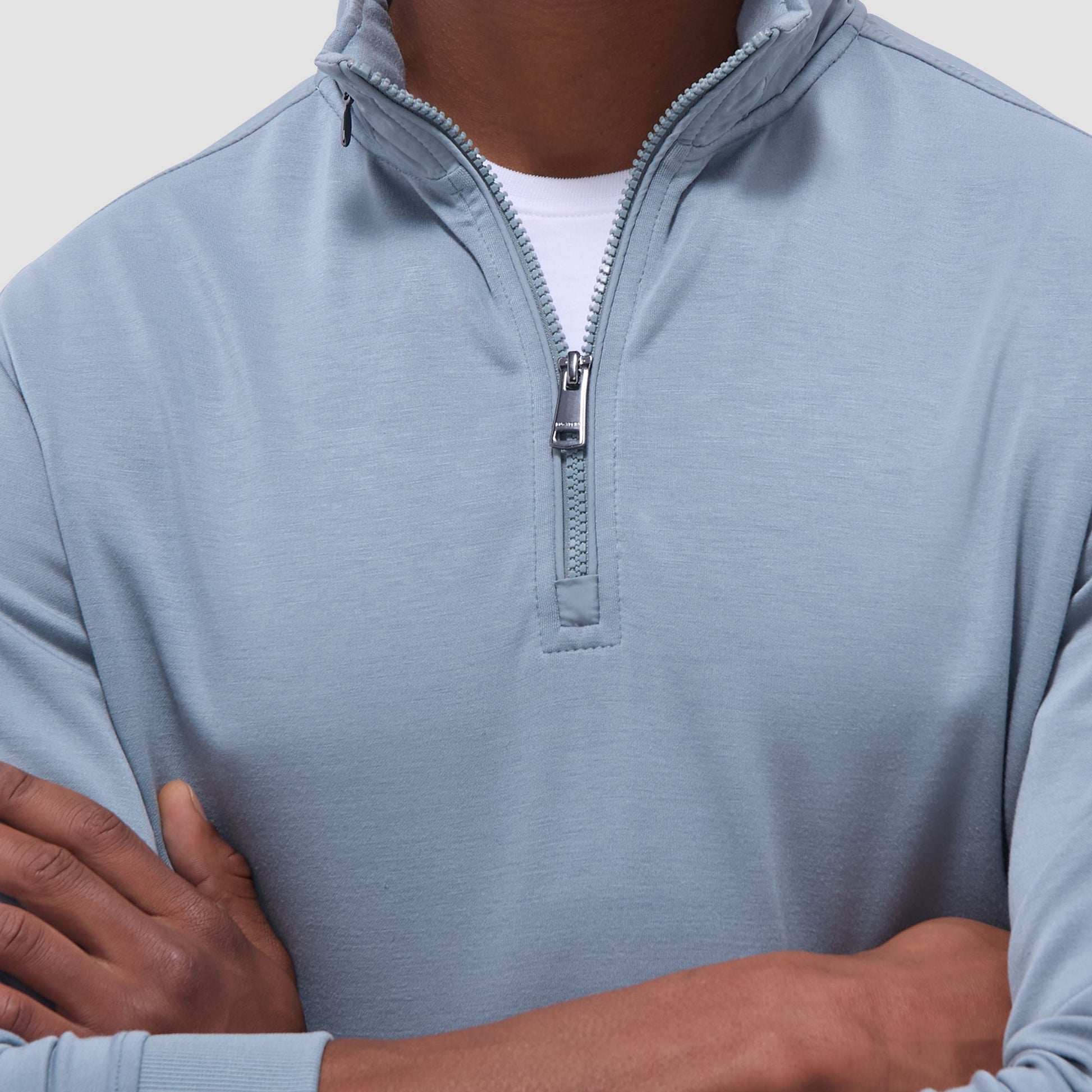 Bugatchi Soft Touch™ Solid Quarter-Zip Pullover With Hood Shark