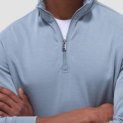 Bugatchi Soft Touch™ Solid Quarter-Zip Pullover With Hood Shark
