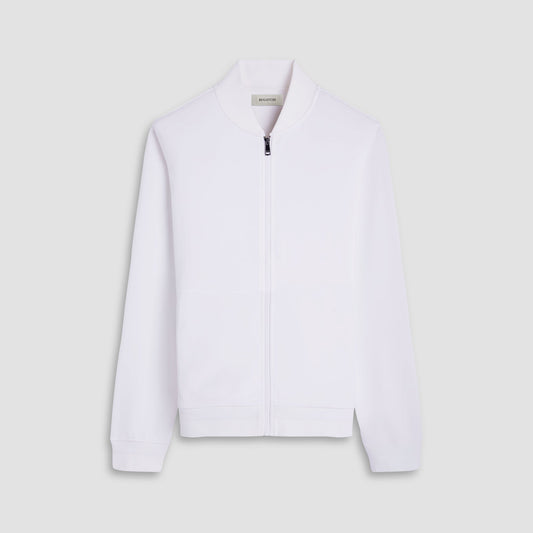 Bugatchi Soft Touch™ Solid Bomber Jacket Chalk