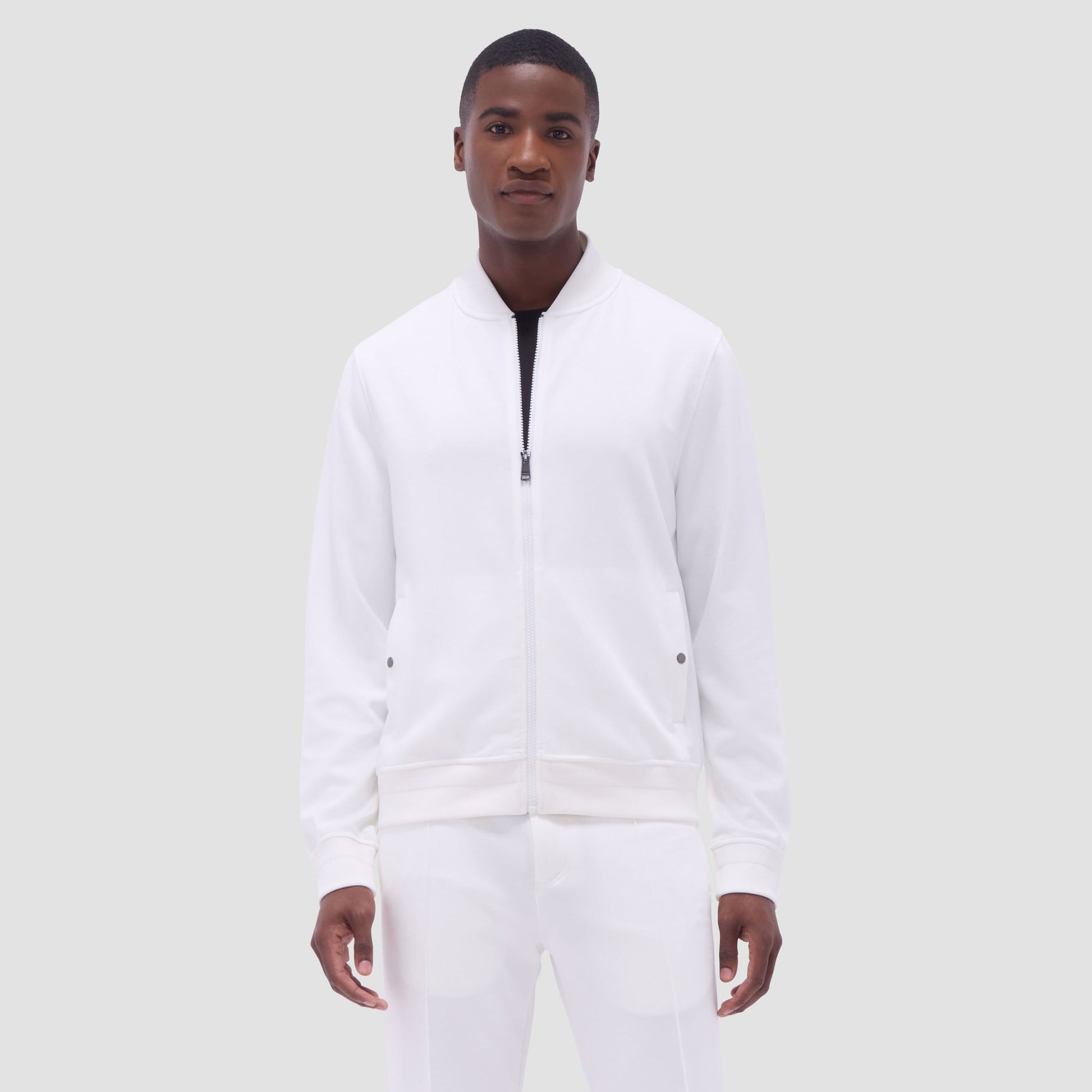 Bugatchi Soft Touch™ Solid Bomber Jacket Chalk