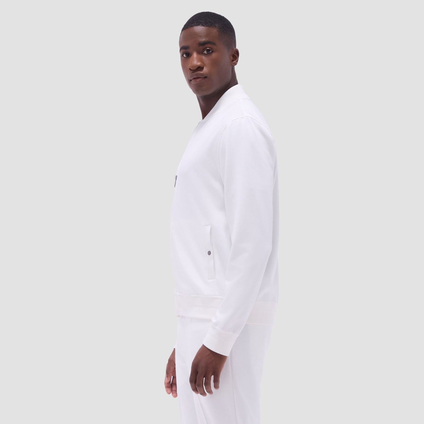 Bugatchi Soft Touch™ Solid Bomber Jacket Chalk
