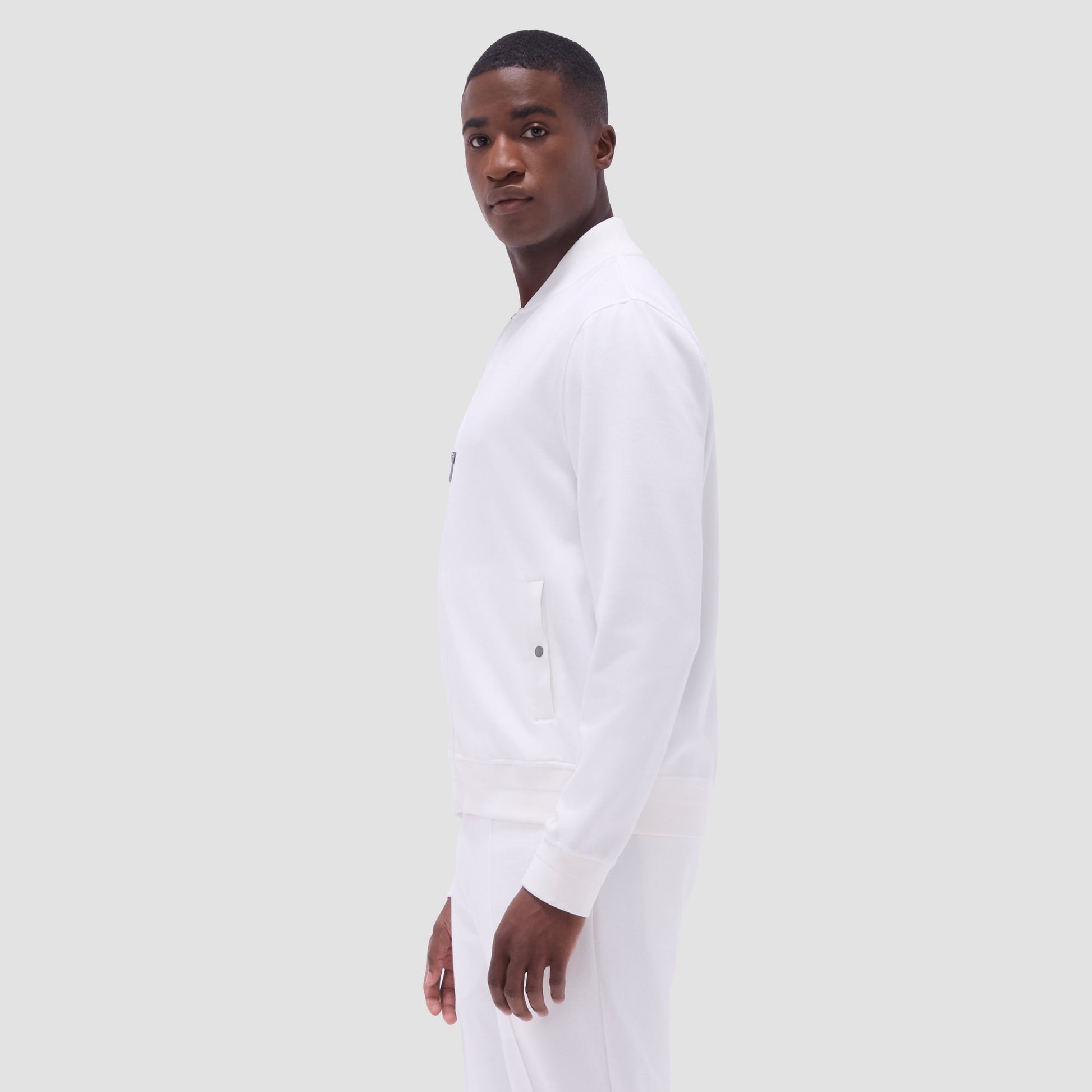 Bugatchi Soft Touch™ Solid Bomber Jacket Chalk