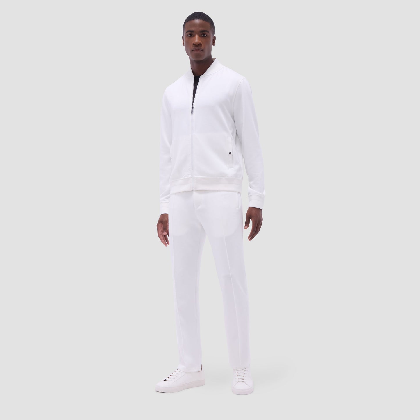 Bugatchi Soft Touch™ Solid Bomber Jacket Chalk