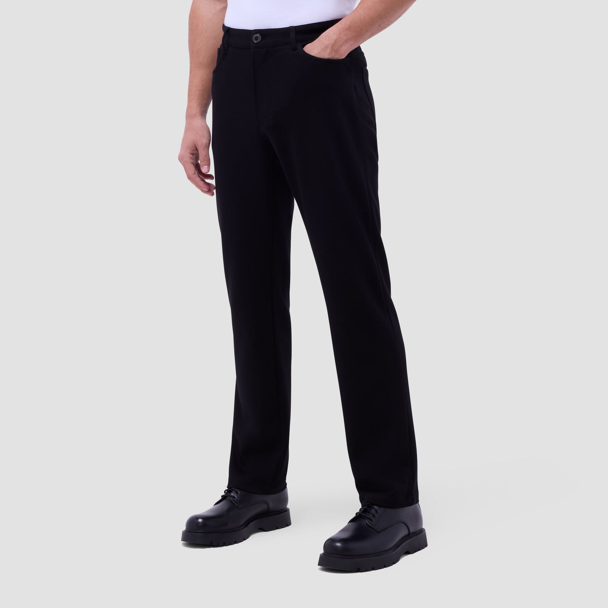 Bugatchi Soft Touch™ Solid Five-Pocket Pants Black