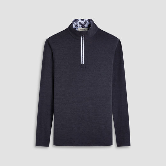 Bugatchi UV50 Performance Quarter-Zip Pullover Black