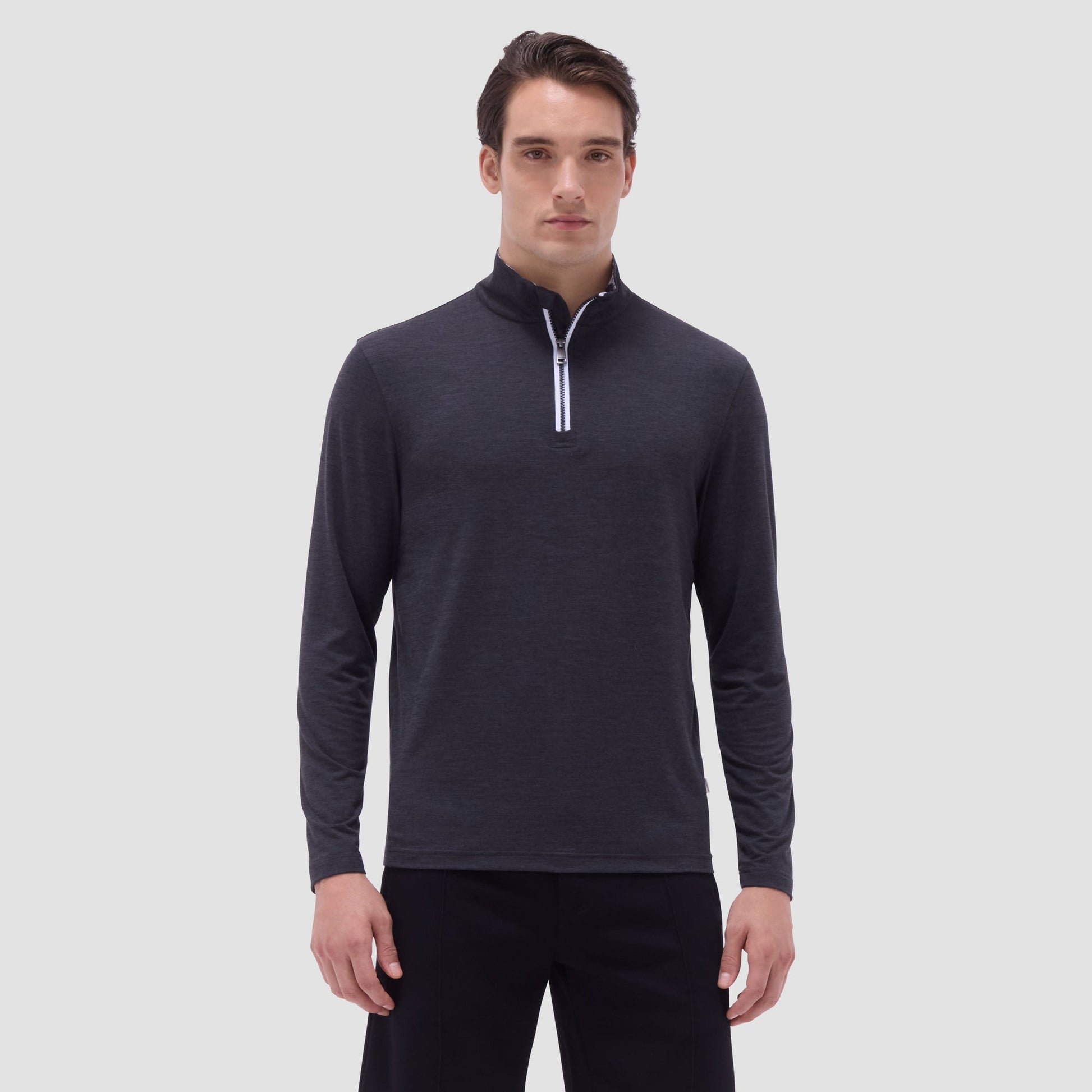 Bugatchi UV50 Performance Quarter-Zip Pullover Black