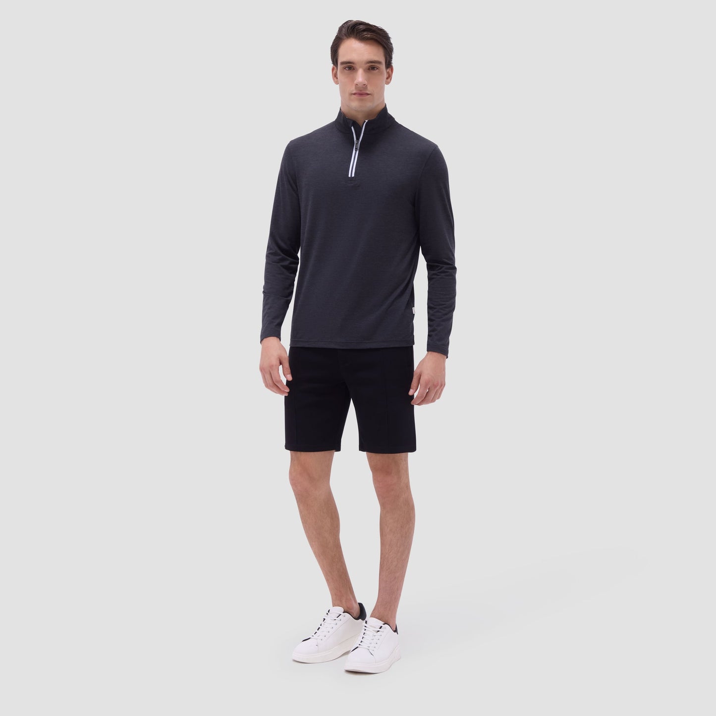 Bugatchi UV50 Performance Quarter-Zip Pullover Black
