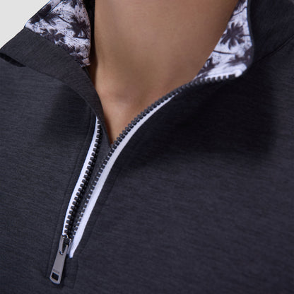 Bugatchi UV50 Performance Quarter-Zip Pullover Black