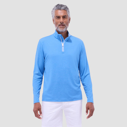Bugatchi UV50 Performance Quarter-Zip Pullover Classic Blue