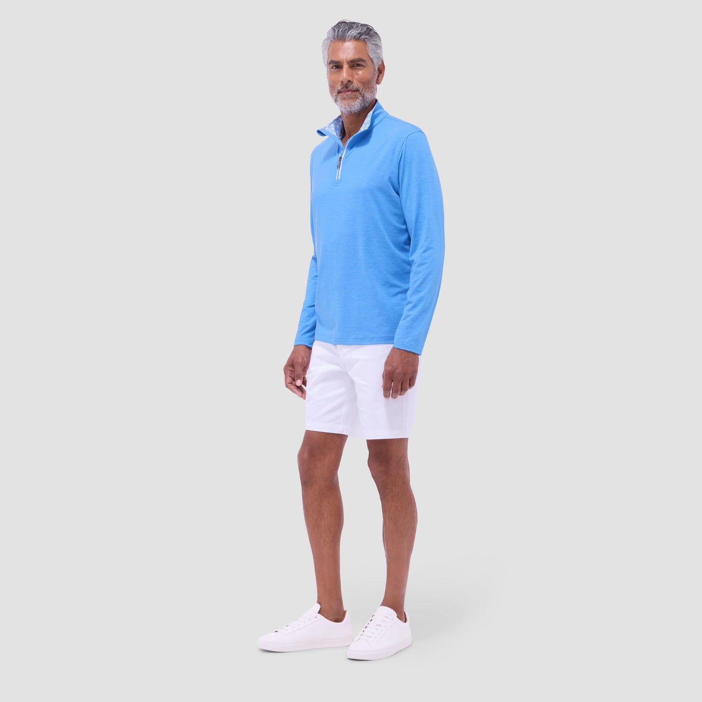 Bugatchi UV50 Performance Quarter-Zip Pullover Classic Blue
