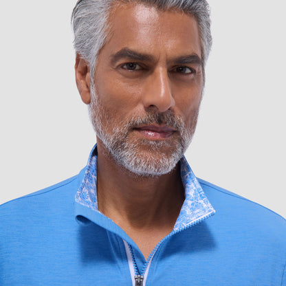 Bugatchi UV50 Performance Quarter-Zip Pullover Classic Blue