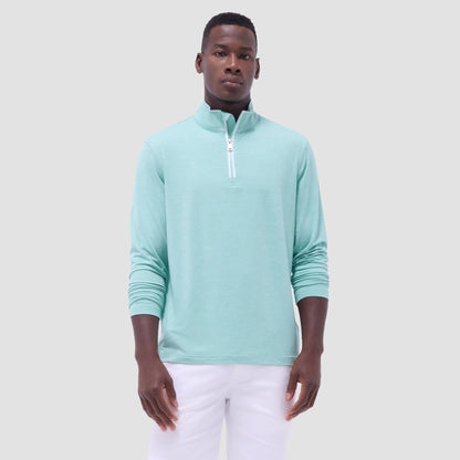 Bugatchi UV50 Performance Quarter-Zip Pullover Menthol