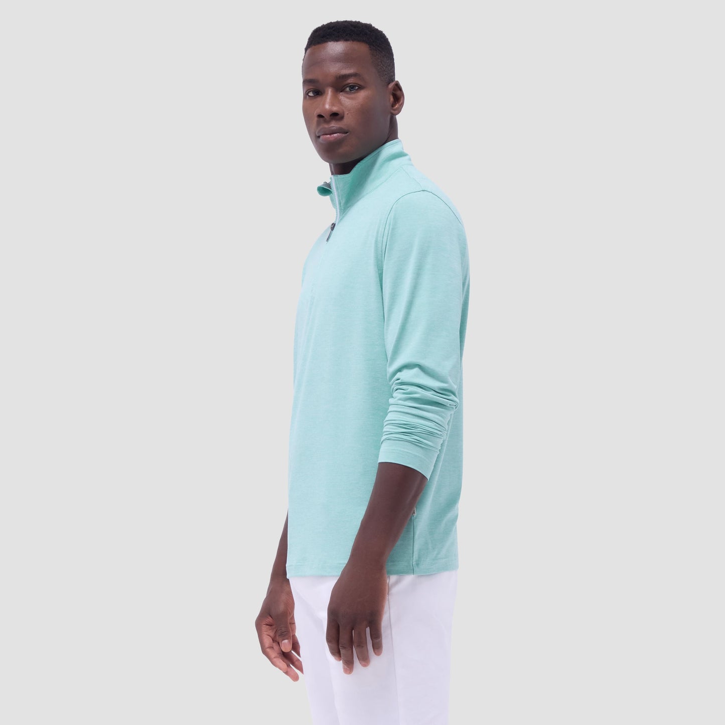 Bugatchi UV50 Performance Quarter-Zip Pullover Menthol