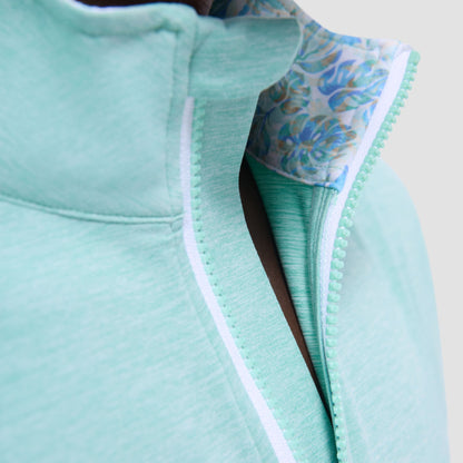 Bugatchi UV50 Performance Quarter-Zip Pullover Menthol