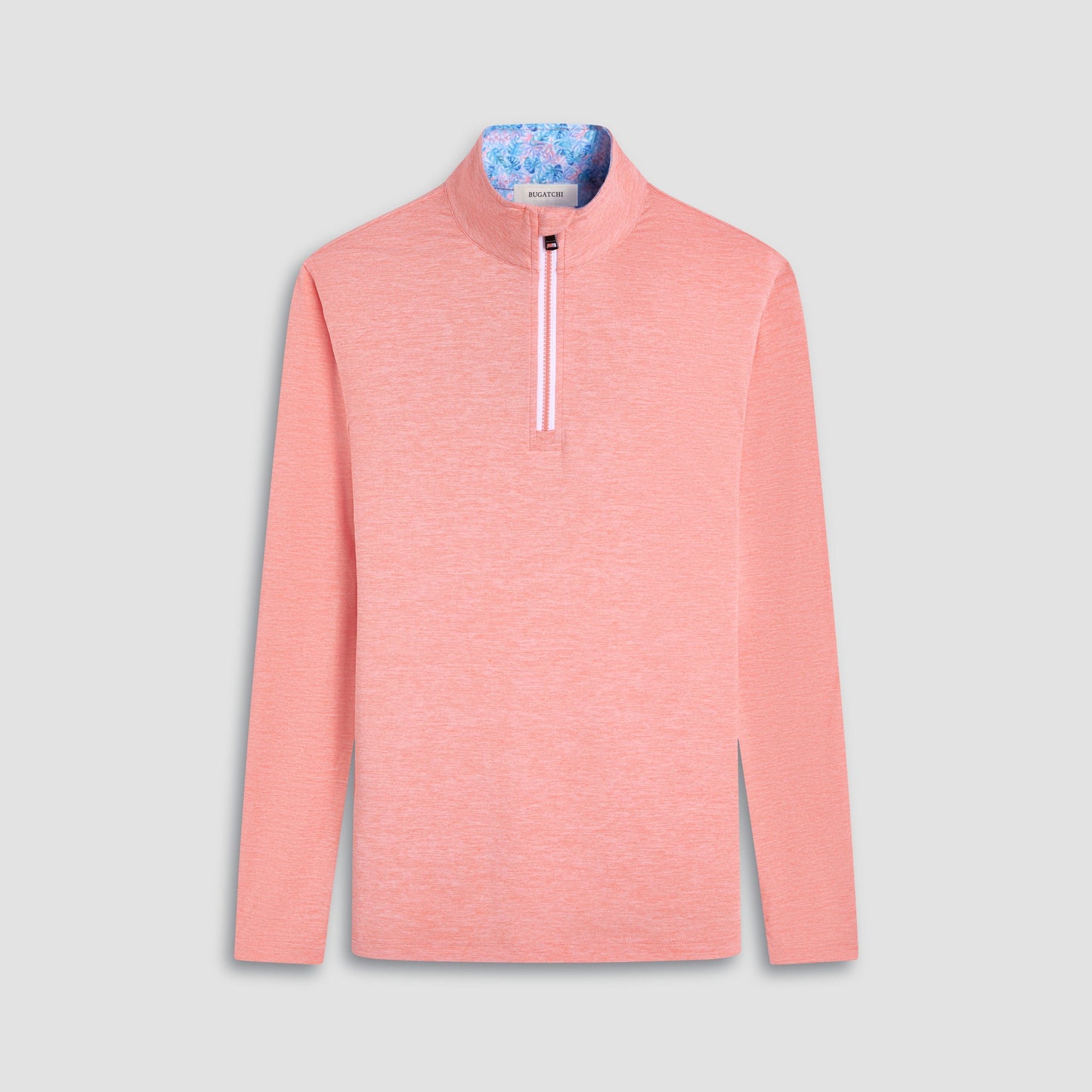 Bugatchi UV50 Performance Quarter-Zip Pullover Papaya