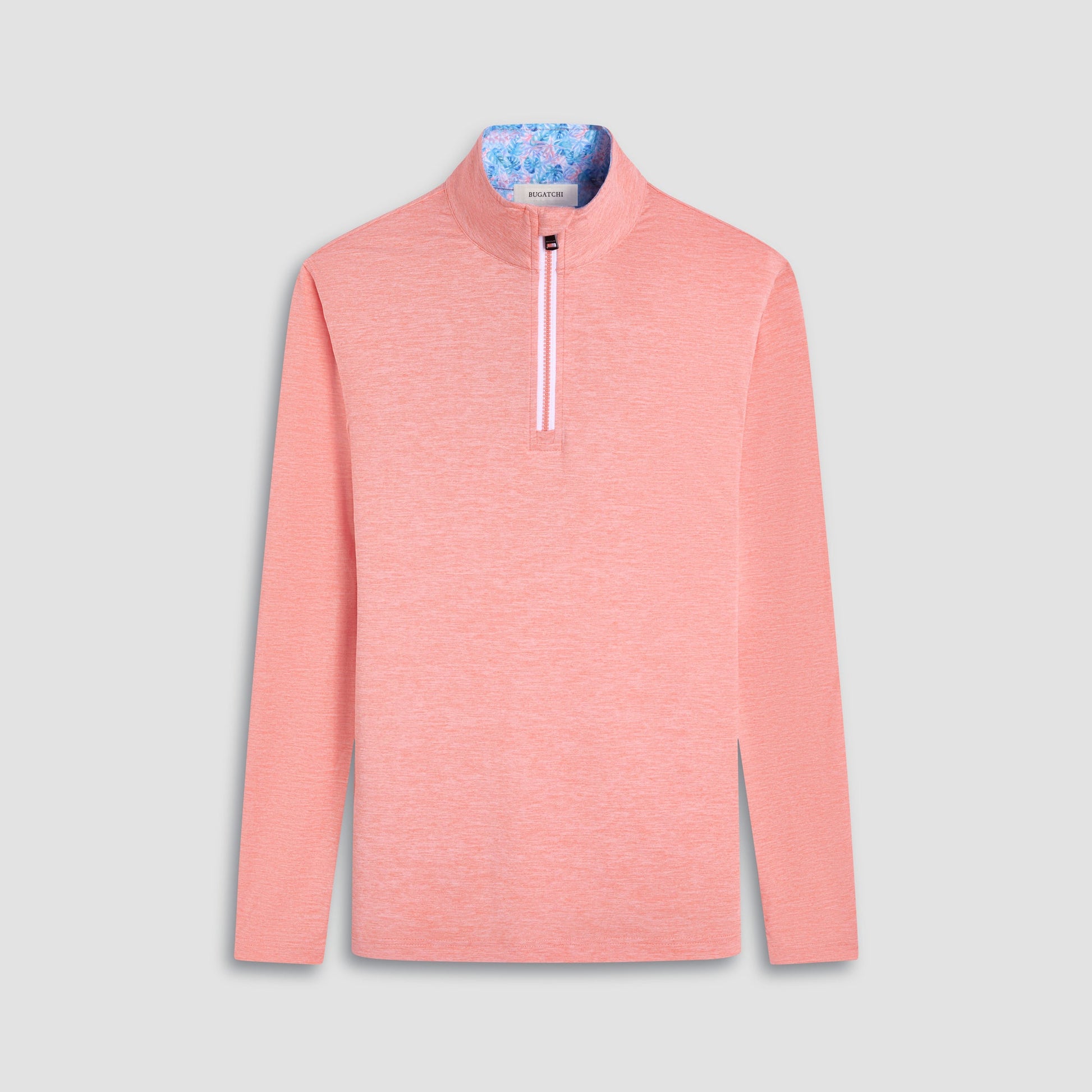 Bugatchi UV50 Performance Quarter-Zip Pullover Papaya
