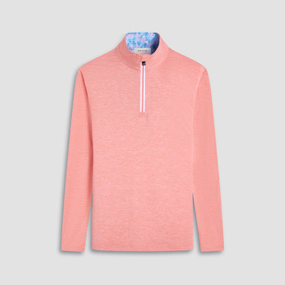 Bugatchi UV50 Performance Quarter-Zip Pullover Papaya