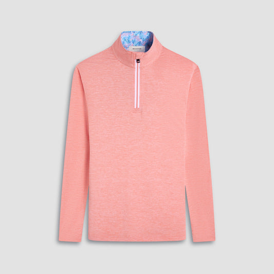 Bugatchi UV50 Performance Quarter-Zip Pullover Papaya
