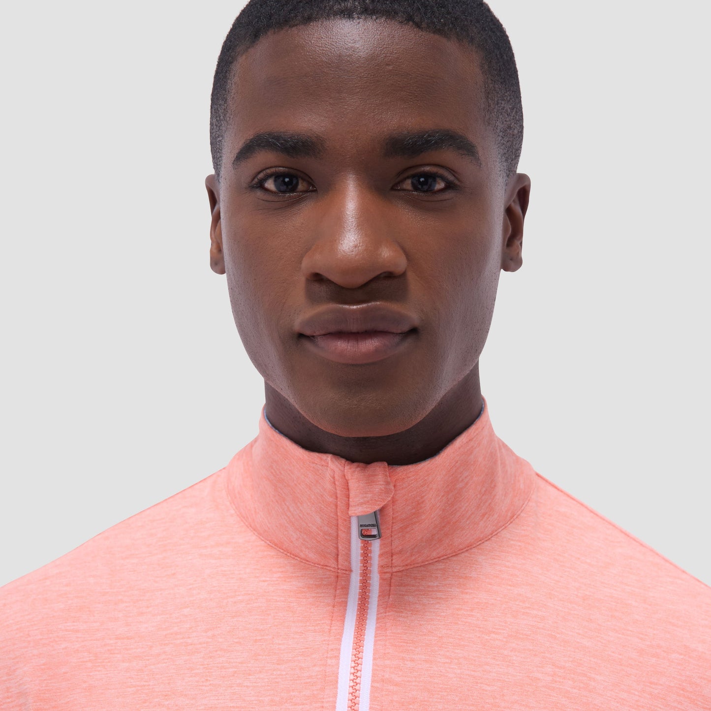 Bugatchi UV50 Performance Quarter-Zip Pullover Papaya