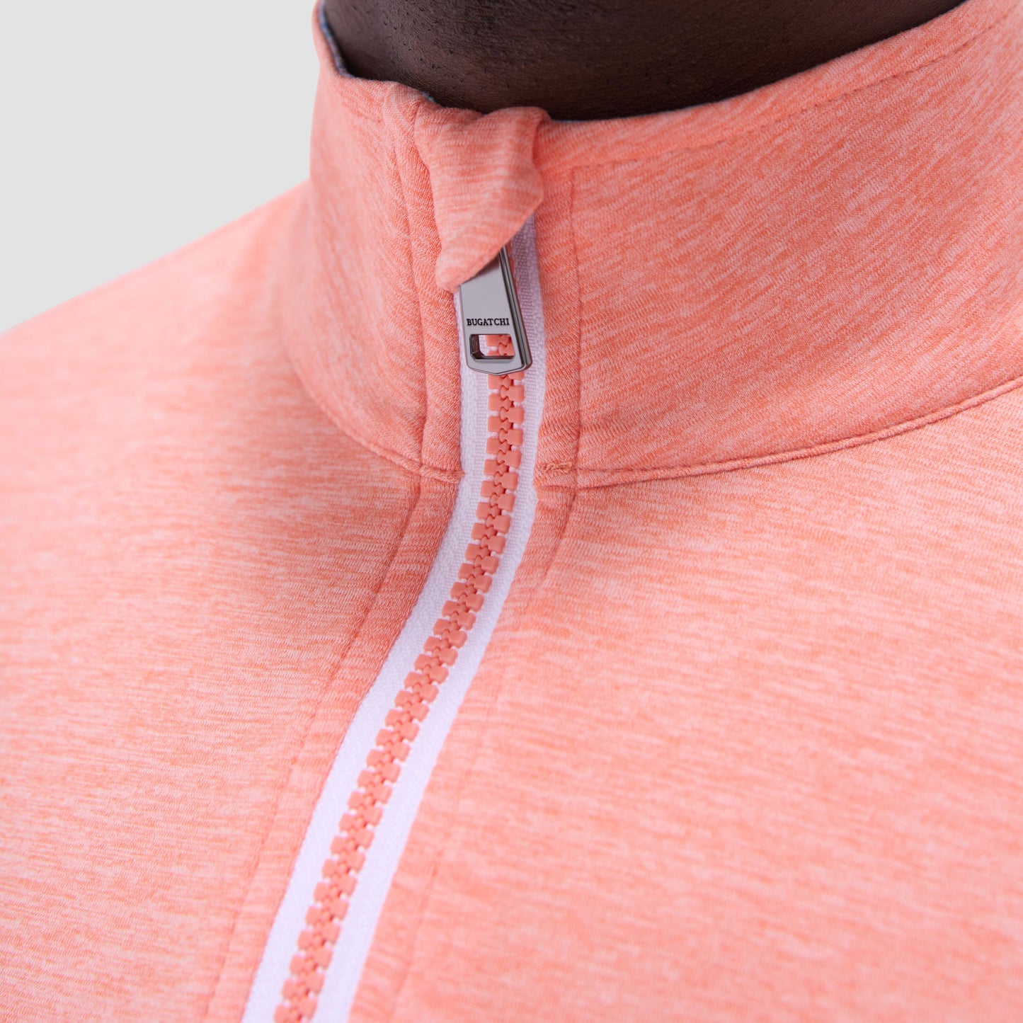 Bugatchi UV50 Performance Quarter-Zip Pullover Papaya