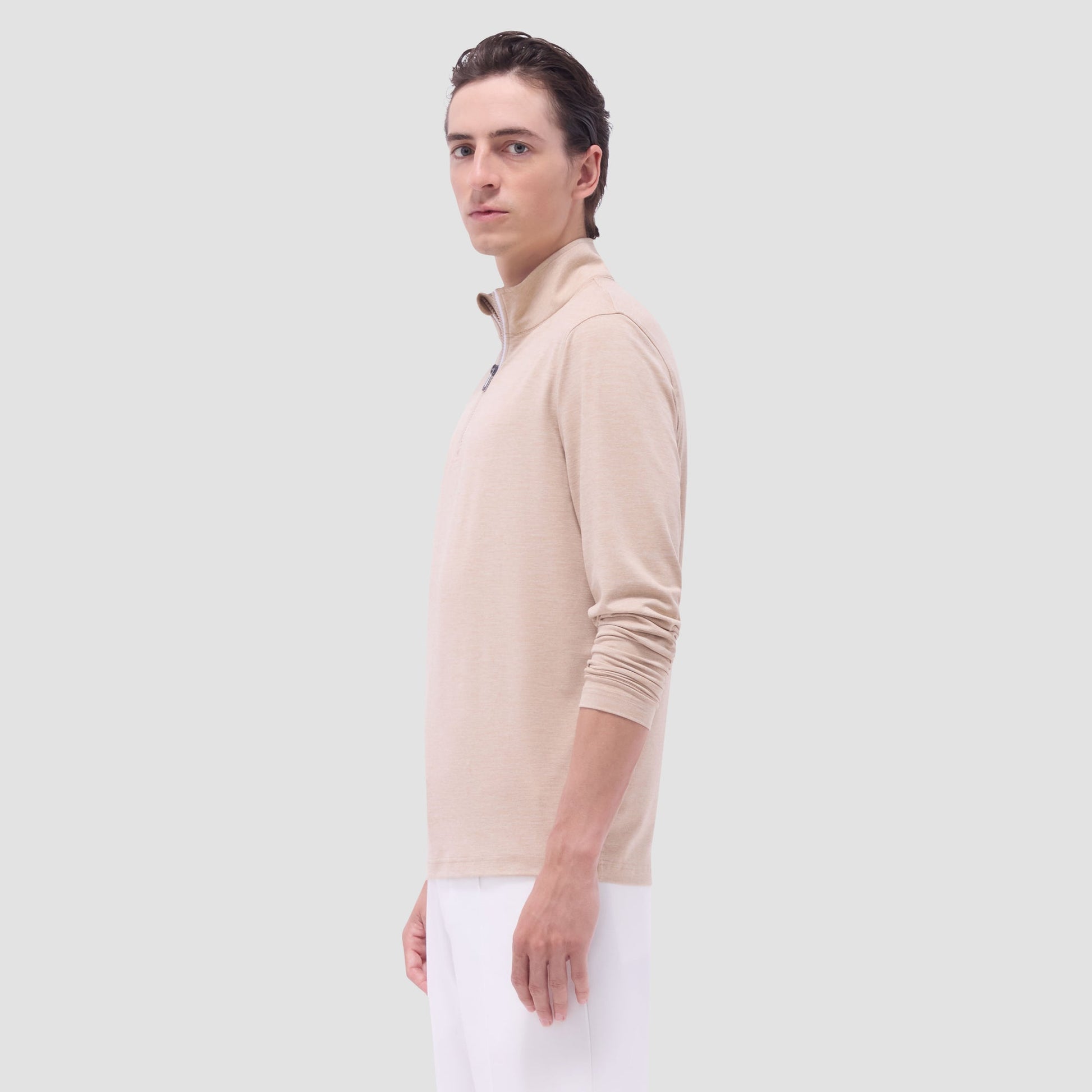 Bugatchi UV50 Performance Quarter-Zip Pullover Sand