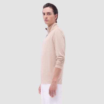 Bugatchi UV50 Performance Quarter-Zip Pullover Sand