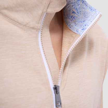 Bugatchi UV50 Performance Quarter-Zip Pullover Sand