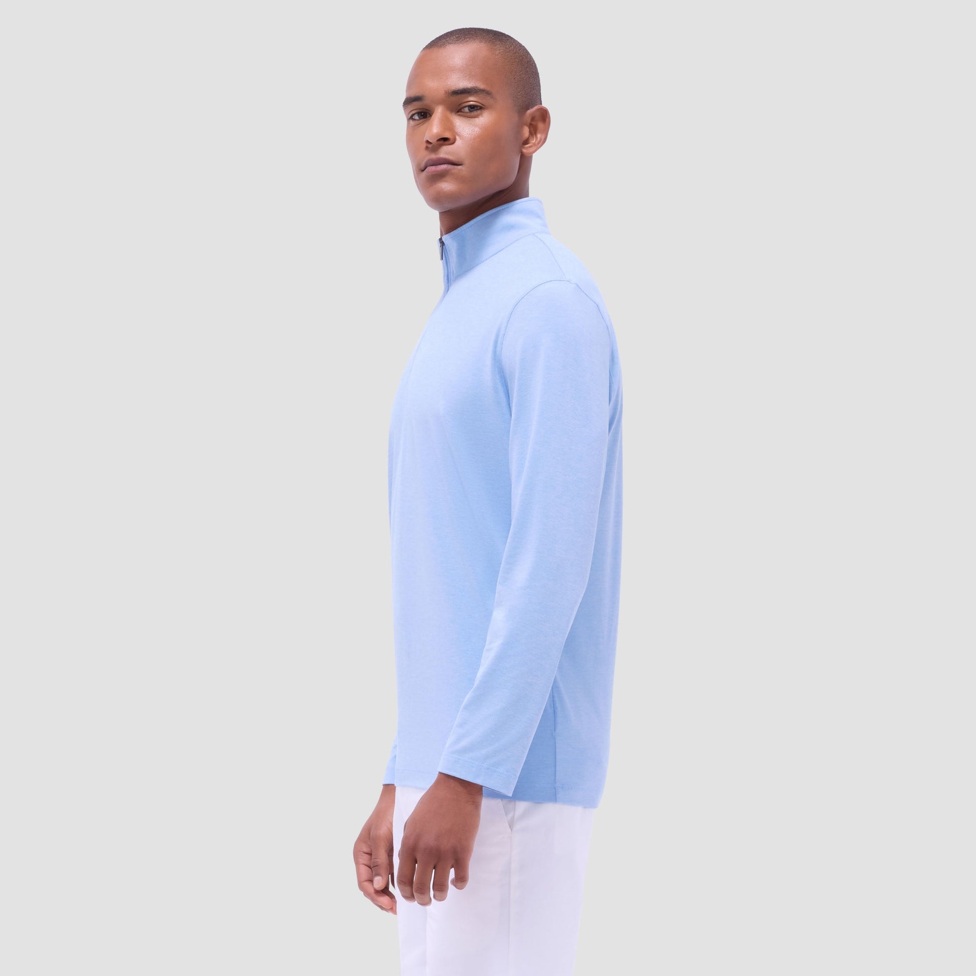 Bugatchi UV50 Performance Quarter-Zip Pullover Sky