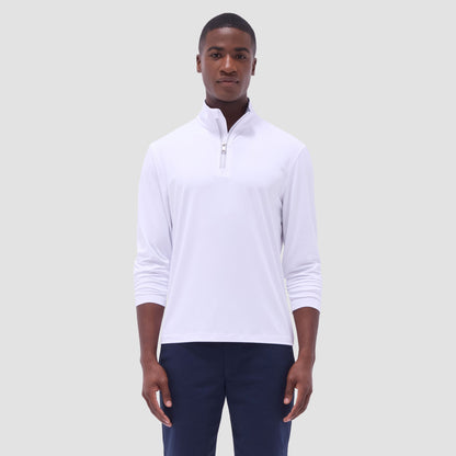 Bugatchi UV50 Performance Quarter-Zip Pullover White