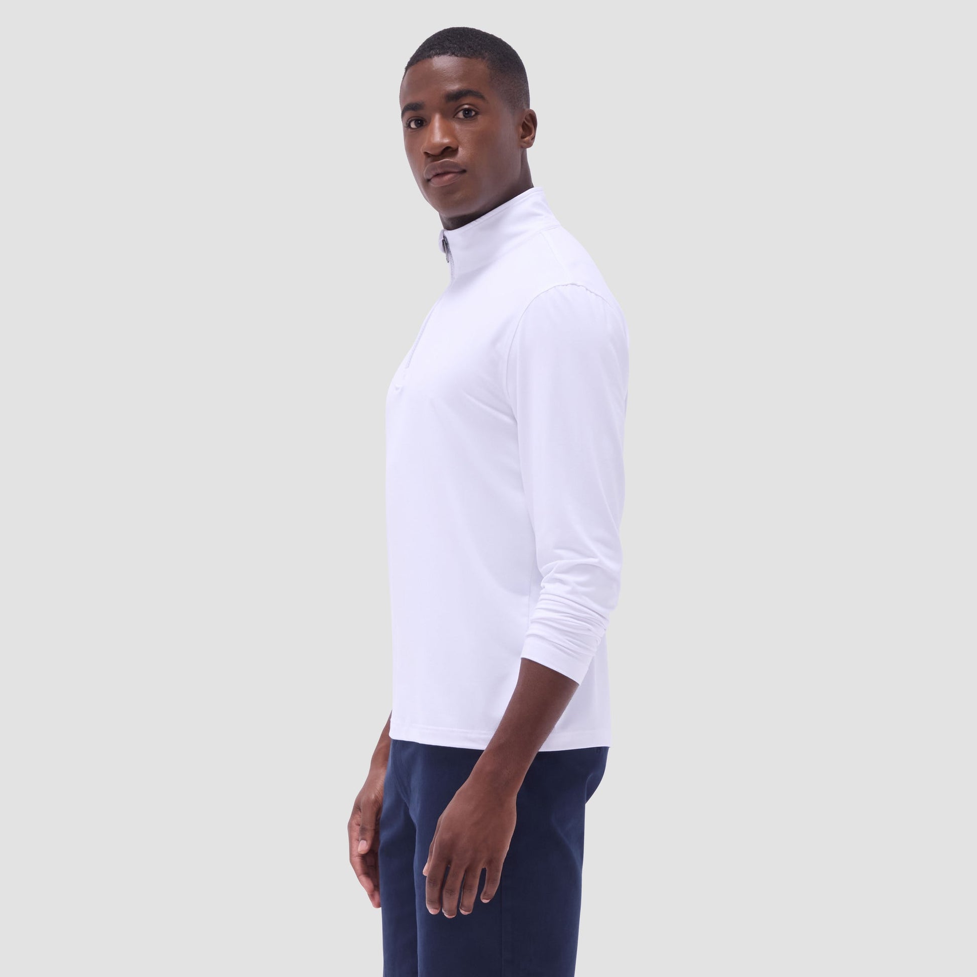 Bugatchi UV50 Performance Quarter-Zip Pullover White