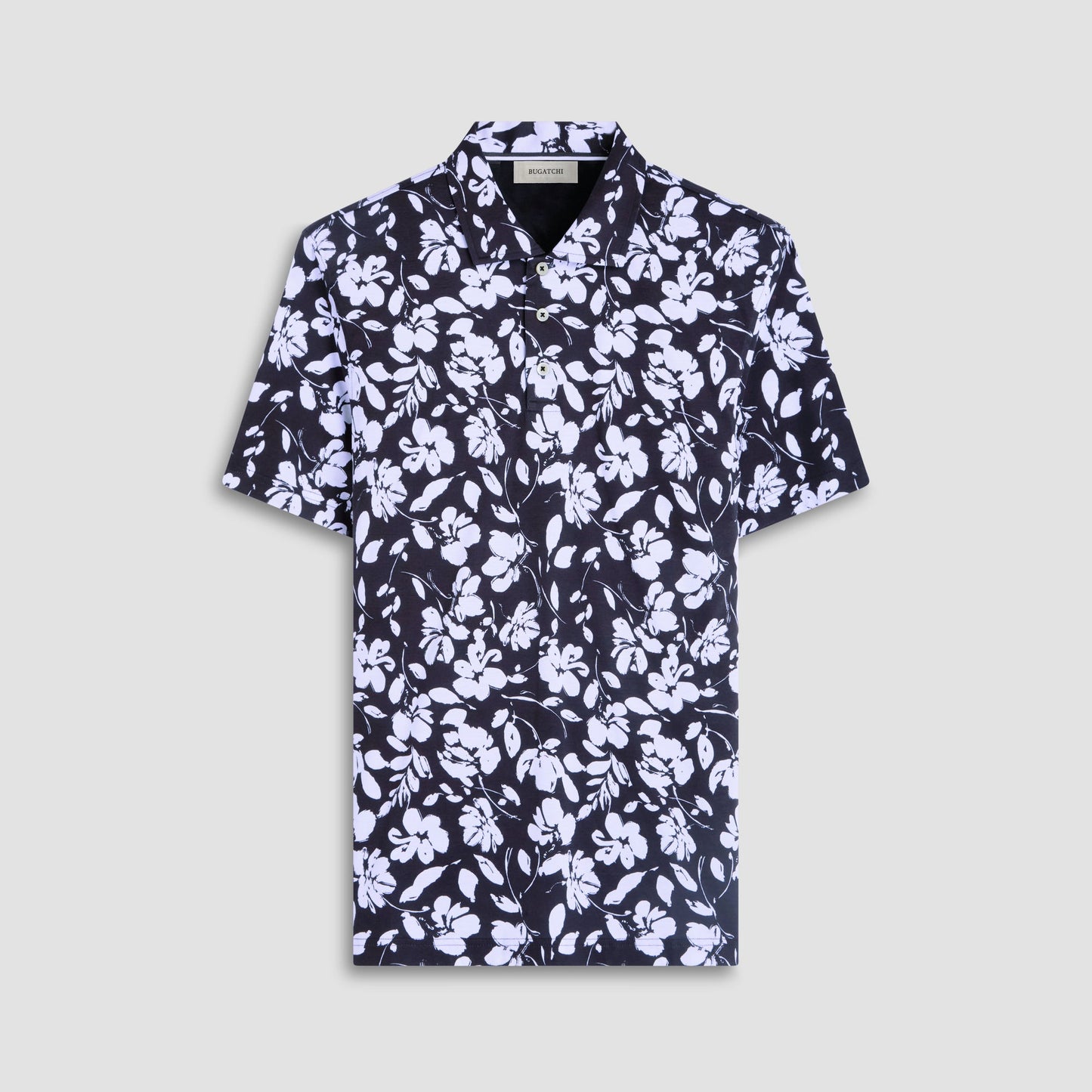 Bugatchi Hendrix Floral Polo Shirt Black