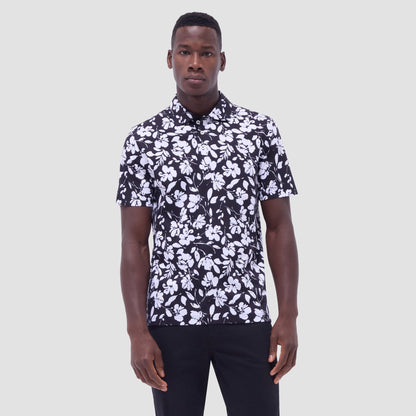Bugatchi Hendrix Floral Polo Shirt Black