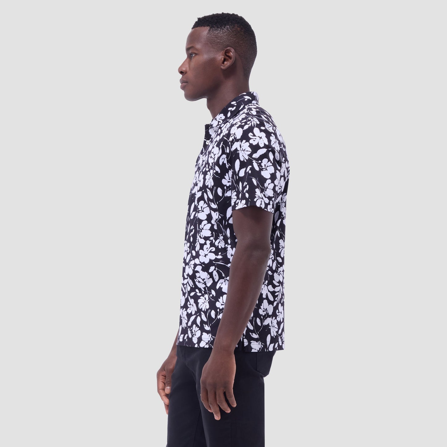 Bugatchi Hendrix Floral Polo Shirt Black