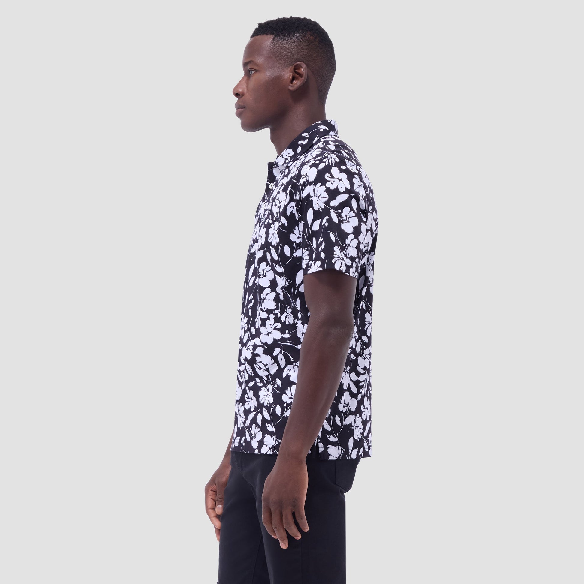 Bugatchi Hendrix Floral Polo Shirt Black