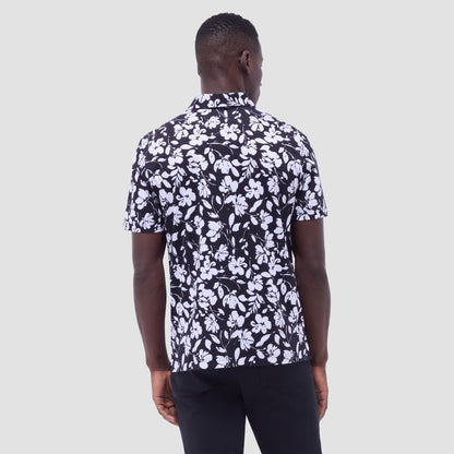 Bugatchi Hendrix Floral Polo Shirt Black