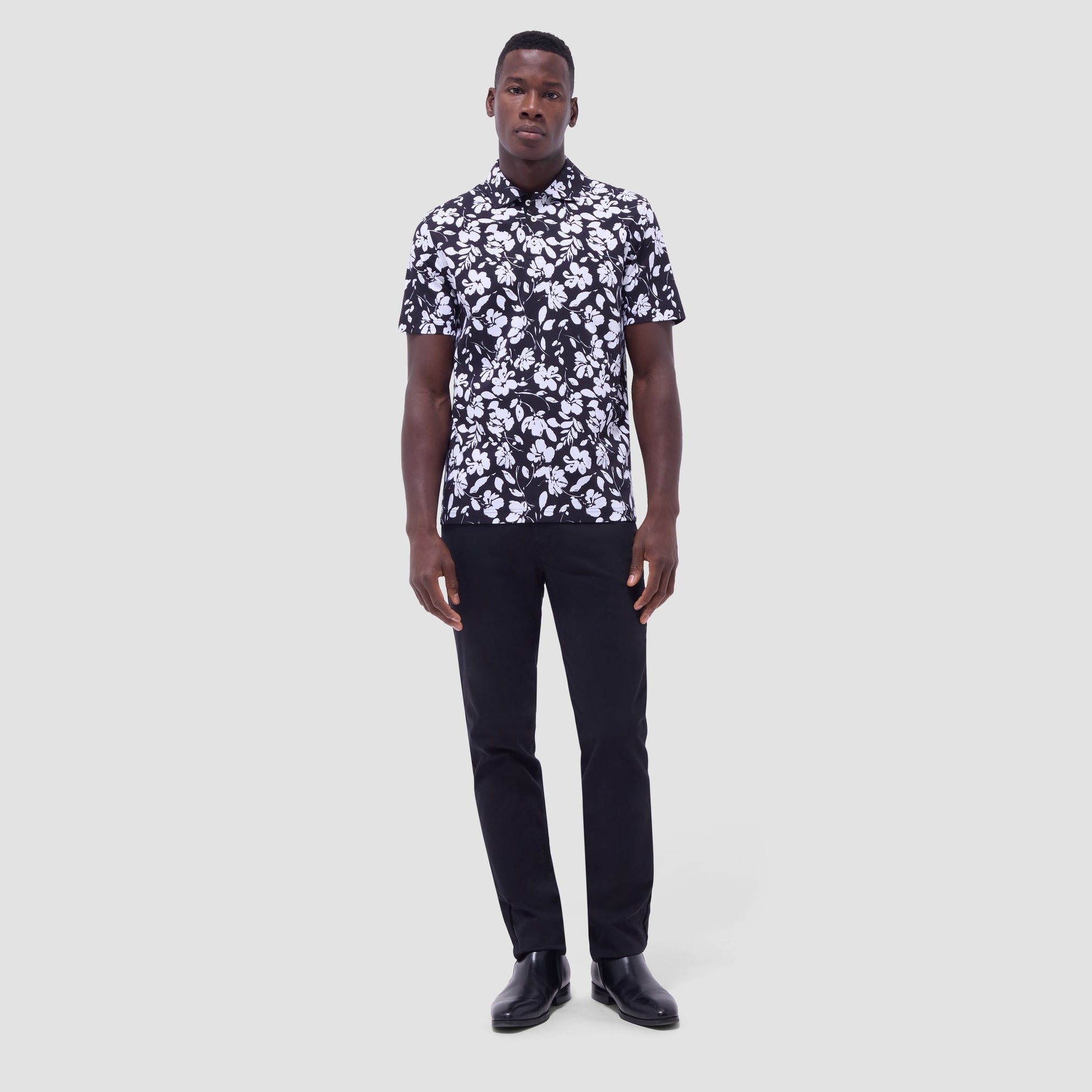 Bugatchi Hendrix Floral Polo Shirt Black