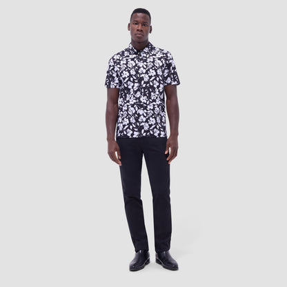 Bugatchi Hendrix Floral Polo Shirt Black
