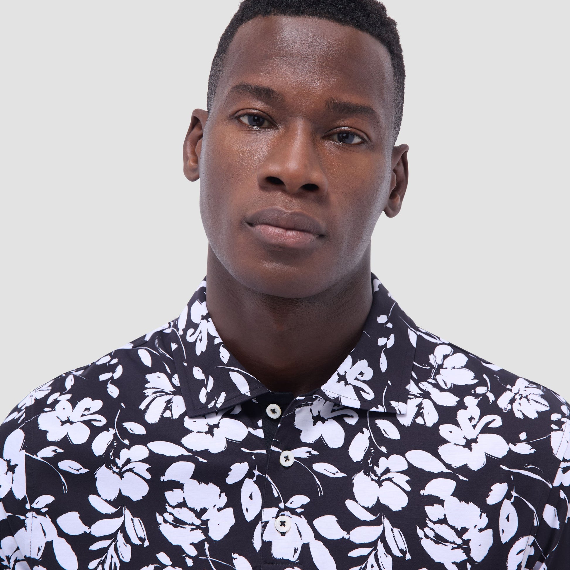 Bugatchi Hendrix Floral Polo Shirt Black