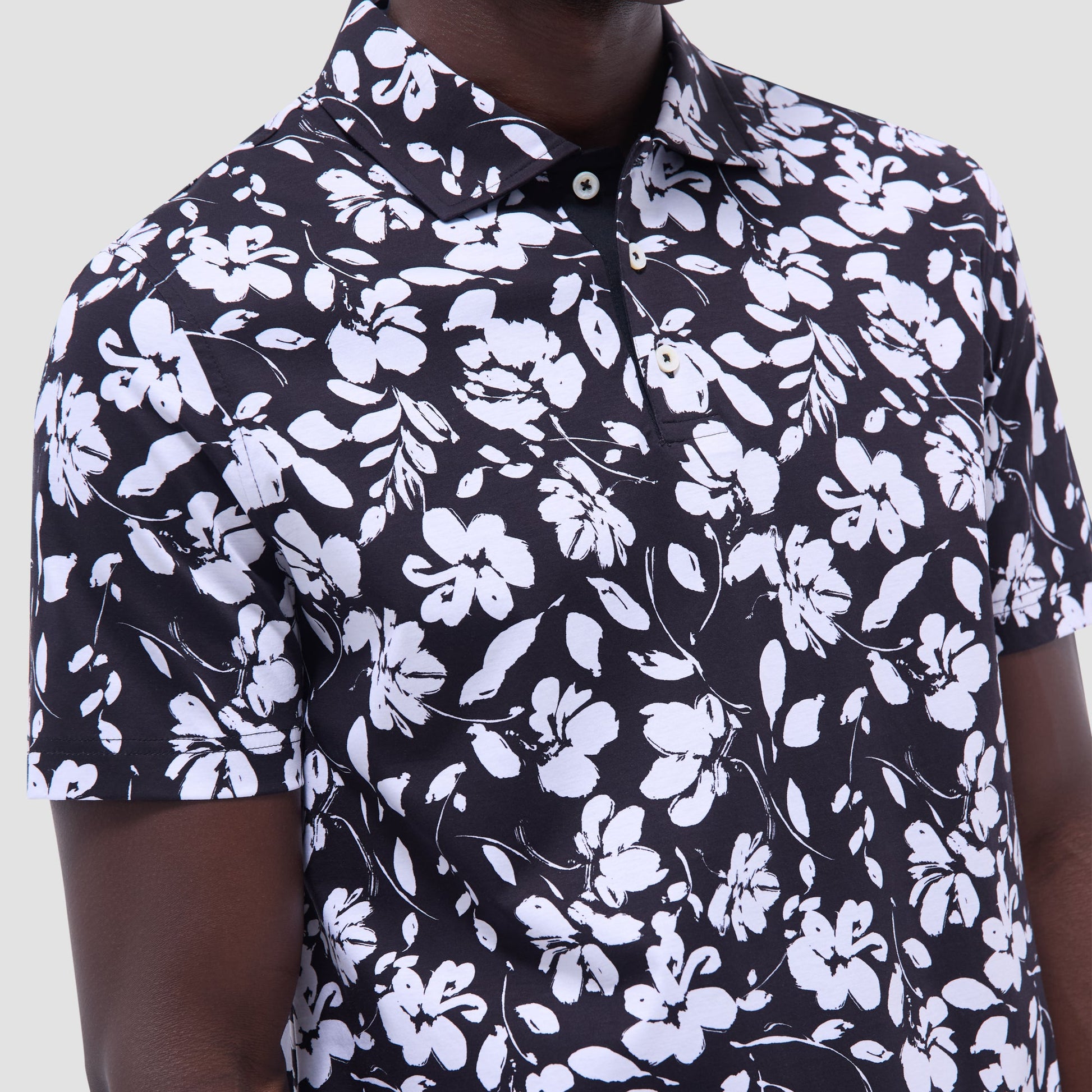 Bugatchi Hendrix Floral Polo Shirt Black