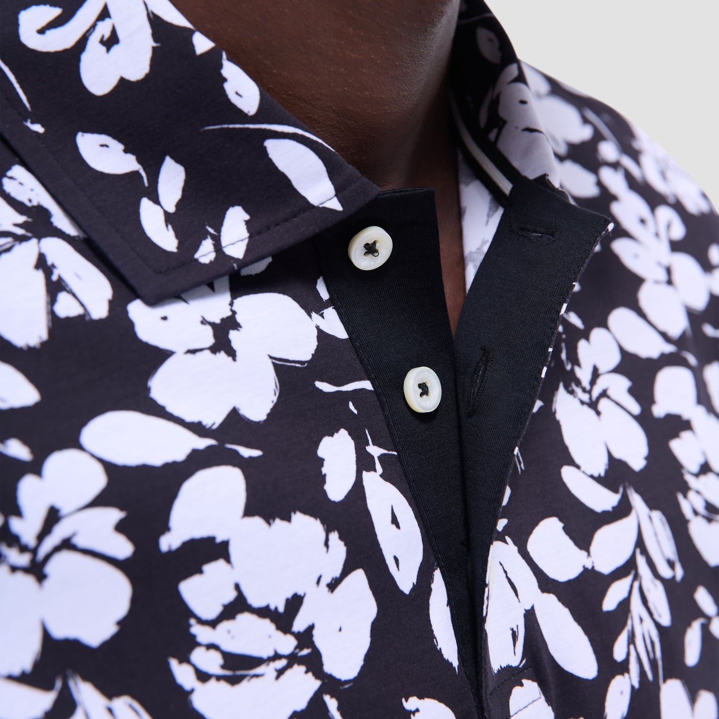 Bugatchi Hendrix Floral Polo Shirt Black