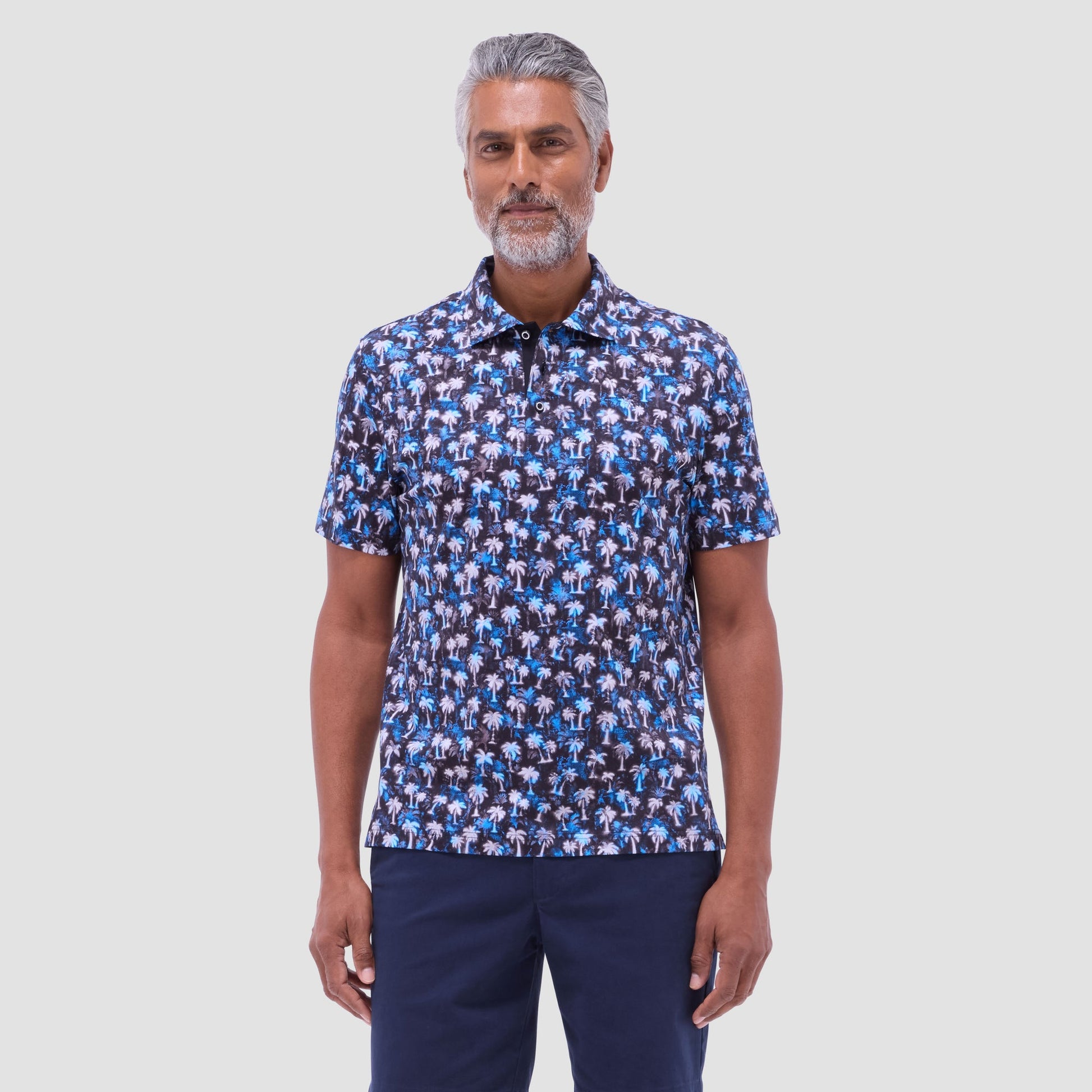 Bugatchi Hendrix Palm Tree Polo Shirt Black