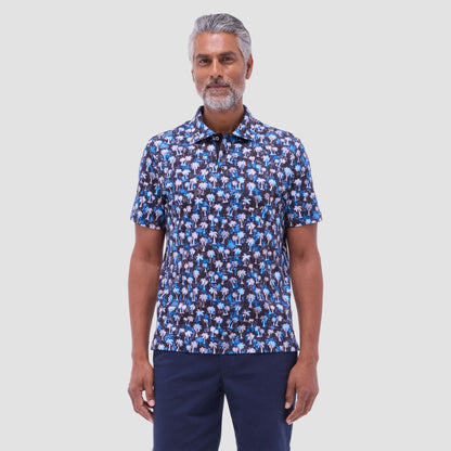 Bugatchi Hendrix Palm Tree Polo Shirt Black