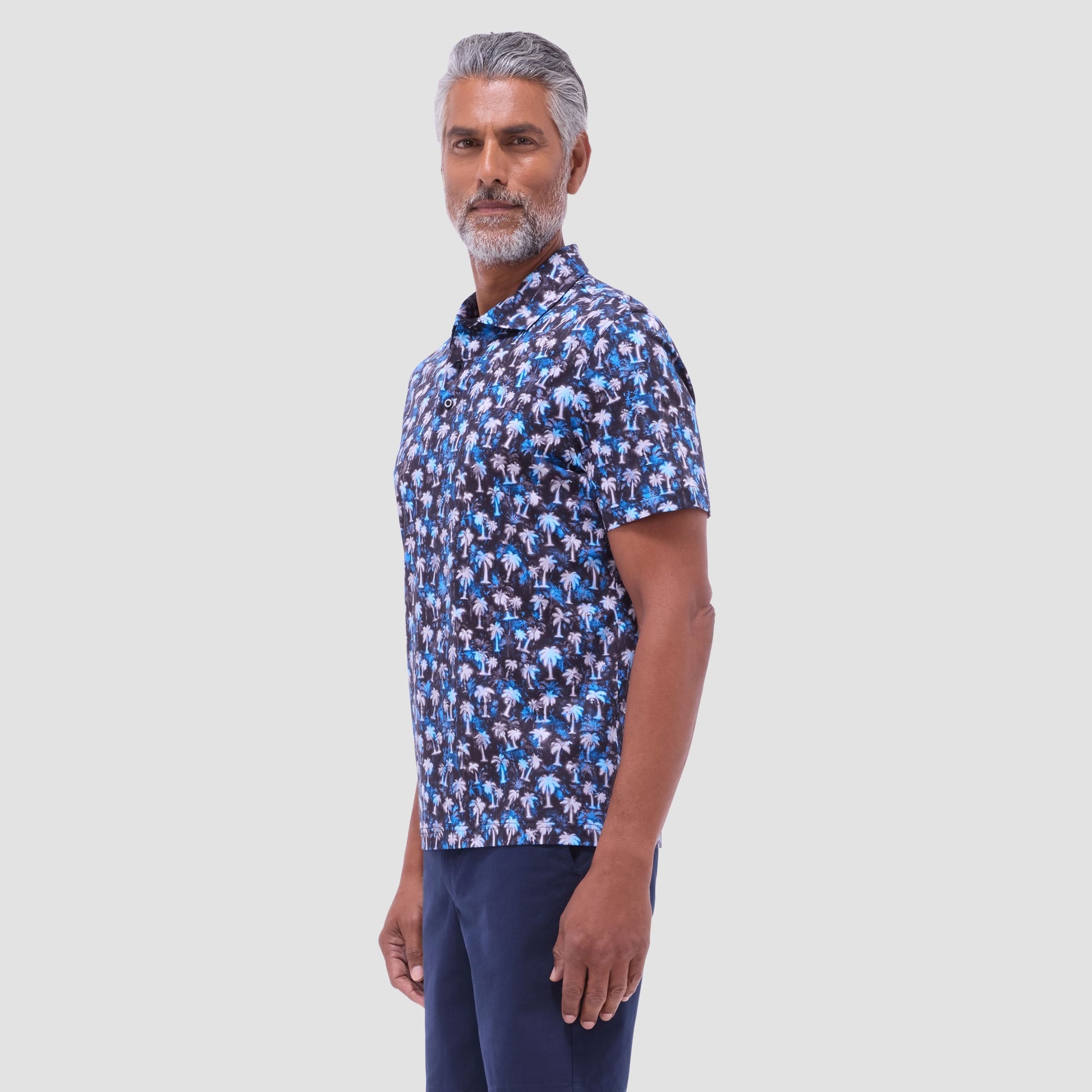 Bugatchi Hendrix Palm Tree Polo Shirt Black