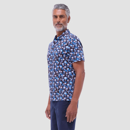 Bugatchi Hendrix Palm Tree Polo Shirt Black