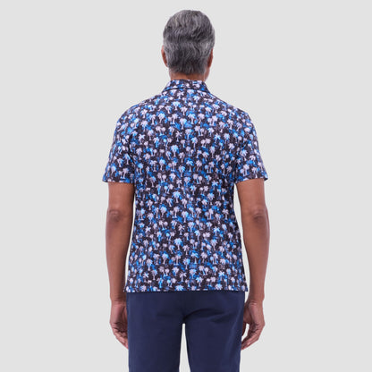 Bugatchi Hendrix Palm Tree Polo Shirt Black