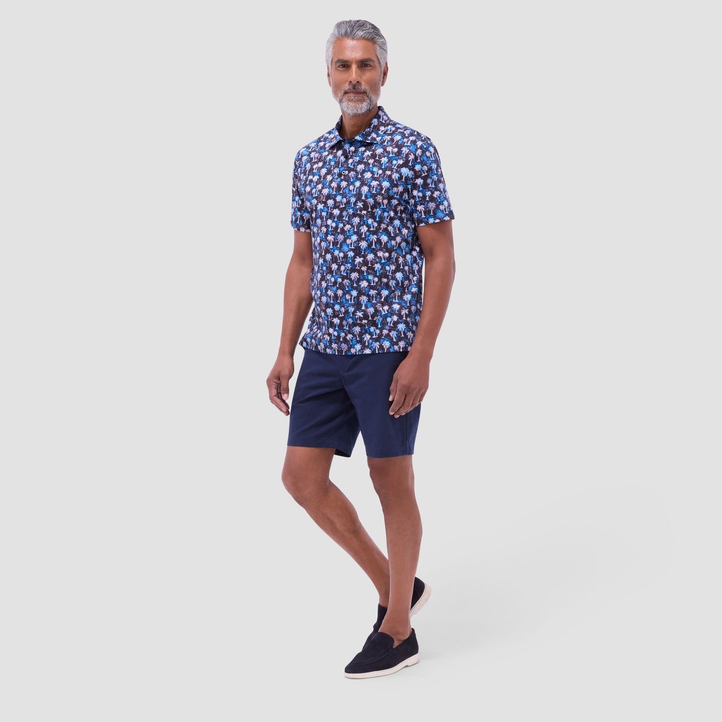 Bugatchi Hendrix Palm Tree Polo Shirt Black