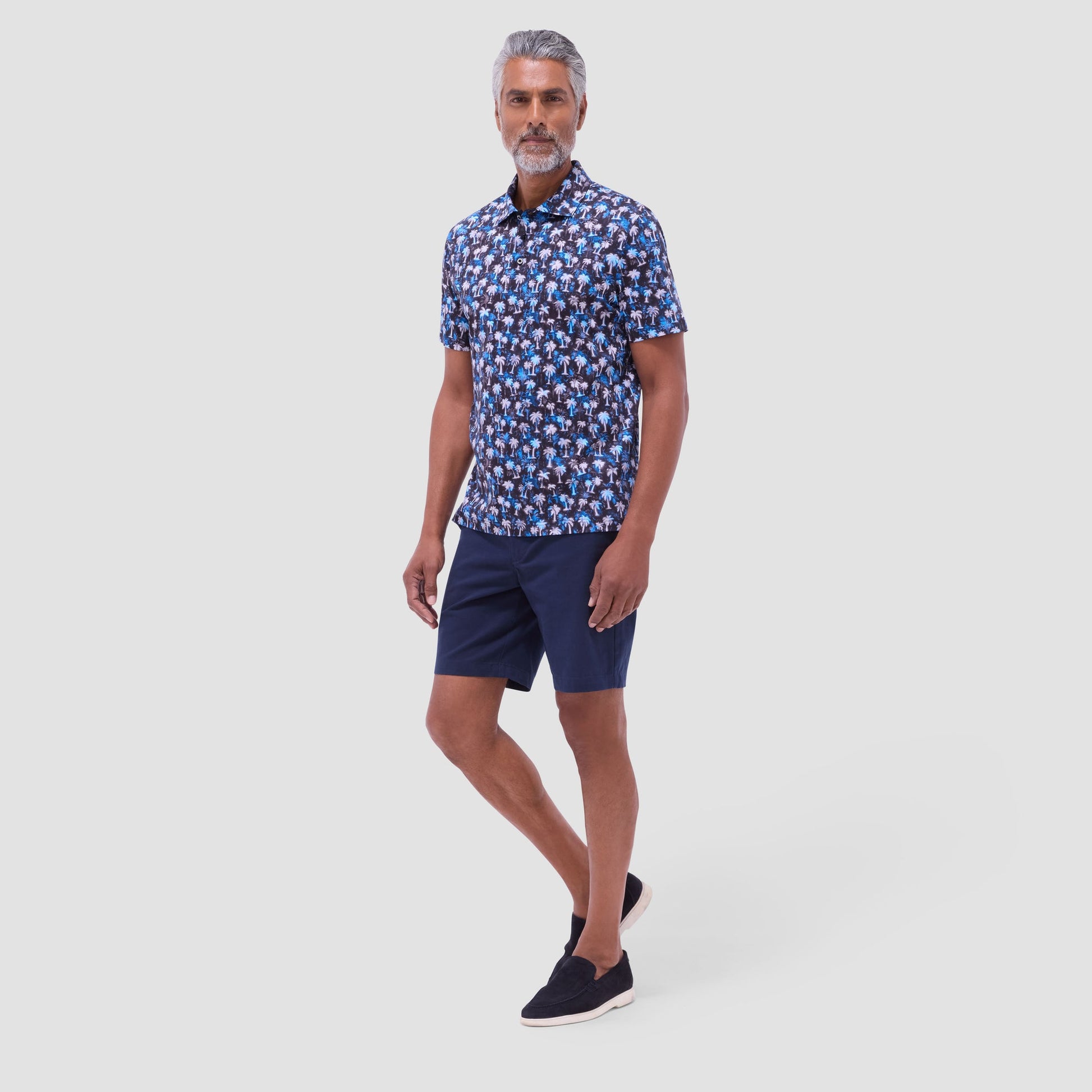 Bugatchi Hendrix Palm Tree Polo Shirt Black