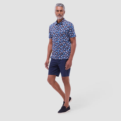 Bugatchi Hendrix Palm Tree Polo Shirt Black