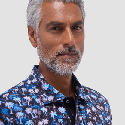 Bugatchi Hendrix Palm Tree Polo Shirt Black